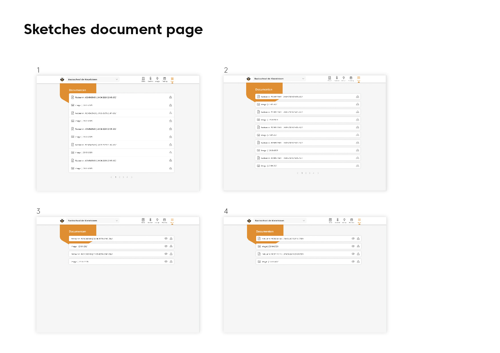 schetsen + final design pricing kaartje admin dashboard